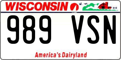 WI license plate 989VSN