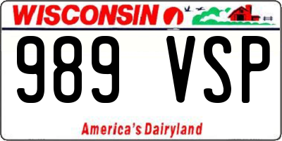 WI license plate 989VSP