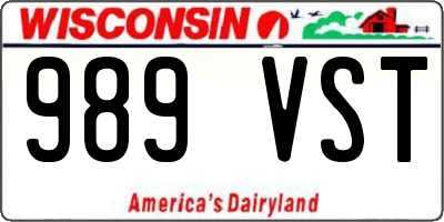WI license plate 989VST