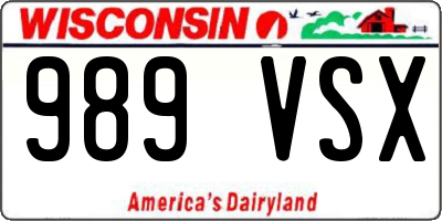 WI license plate 989VSX
