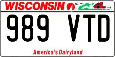 WI license plate 989VTD