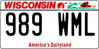 WI license plate 989WML