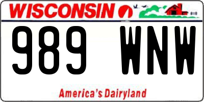 WI license plate 989WNW