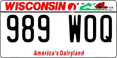 WI license plate 989WOQ