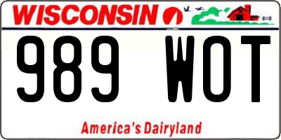 WI license plate 989WOT