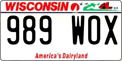 WI license plate 989WOX