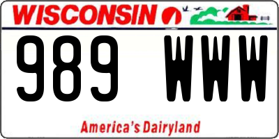 WI license plate 989WWW