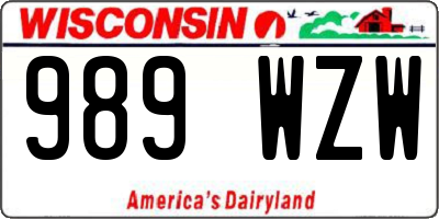 WI license plate 989WZW