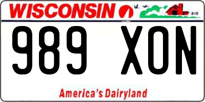 WI license plate 989XON