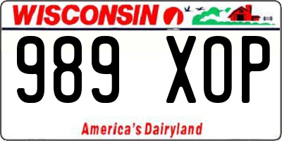 WI license plate 989XOP
