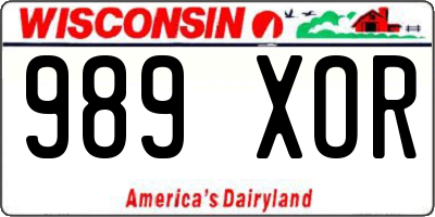 WI license plate 989XOR