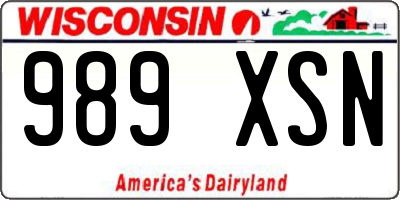 WI license plate 989XSN