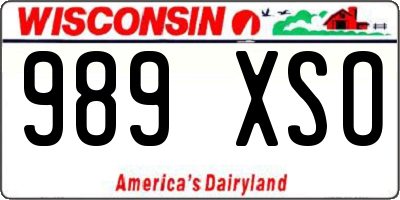 WI license plate 989XSO