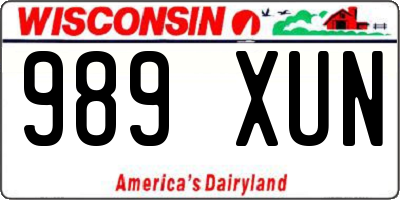 WI license plate 989XUN