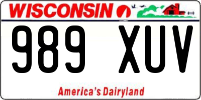 WI license plate 989XUV