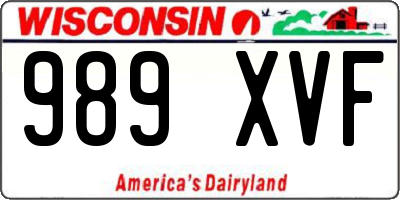 WI license plate 989XVF