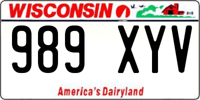 WI license plate 989XYV