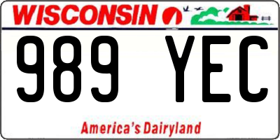 WI license plate 989YEC