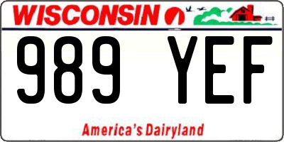 WI license plate 989YEF