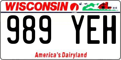 WI license plate 989YEH