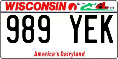 WI license plate 989YEK