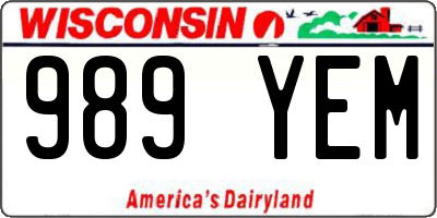 WI license plate 989YEM