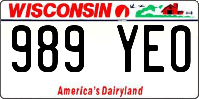 WI license plate 989YEO