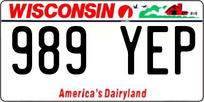 WI license plate 989YEP