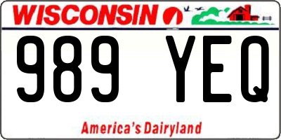 WI license plate 989YEQ