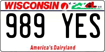 WI license plate 989YES