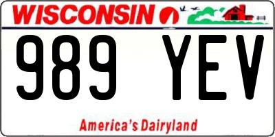 WI license plate 989YEV