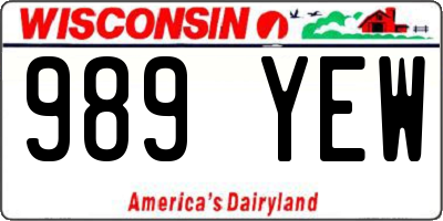 WI license plate 989YEW