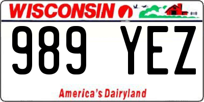 WI license plate 989YEZ