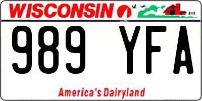 WI license plate 989YFA