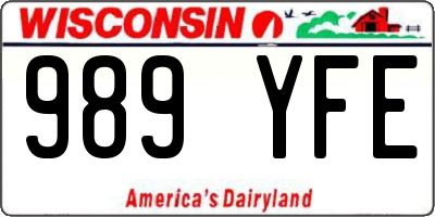 WI license plate 989YFE