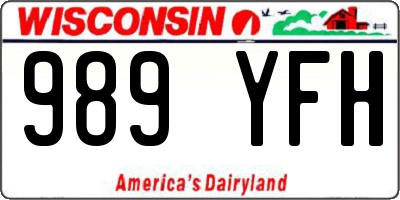 WI license plate 989YFH