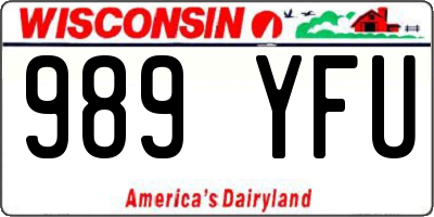 WI license plate 989YFU