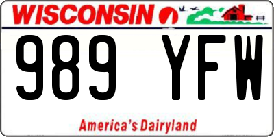 WI license plate 989YFW