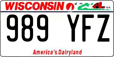 WI license plate 989YFZ