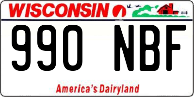 WI license plate 990NBF