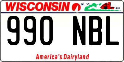WI license plate 990NBL