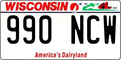 WI license plate 990NCW