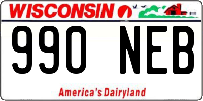 WI license plate 990NEB