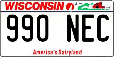 WI license plate 990NEC