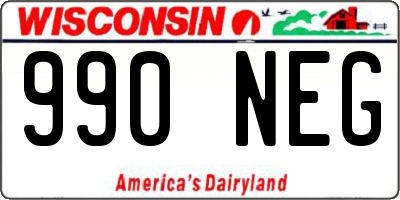 WI license plate 990NEG