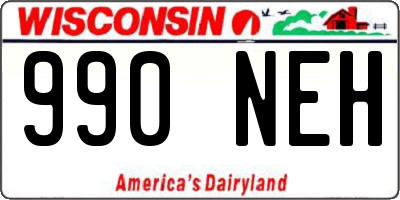 WI license plate 990NEH