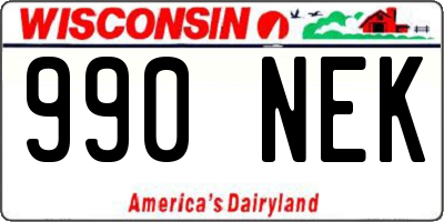 WI license plate 990NEK