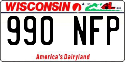 WI license plate 990NFP
