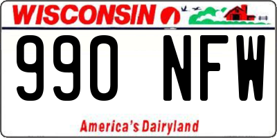 WI license plate 990NFW