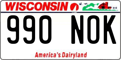 WI license plate 990NOK